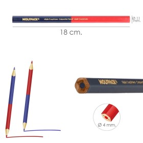 Lápiz Carpintero Bicolor 18 cm. (12 Unidades) Lápiz Marcador, Lápiz Carpintería, Marcador Obra Color Rojo / Azul