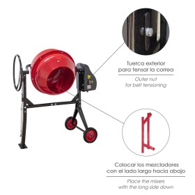 Hormigonera de 160L con motor de 650W, desmontable y fácil de montar. Ideal para espacios pequeños y trabajos en casa.