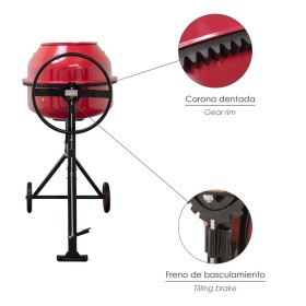 Hormigonera de 160L con motor de 650W, desmontable y fácil de montar. Ideal para espacios pequeños y trabajos en casa.