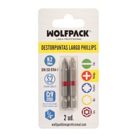 Puntas Largas Destornillador Phillips N.º 2 (2 Piezas). Acero S2 al Cromo Vanadio. Puntas Hexagonales, Destorpuntas,