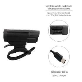 Luz Led Frontal Para Bicicleta / Patinete 400 Lúmenes (5 Modos) Batería Recargable USB