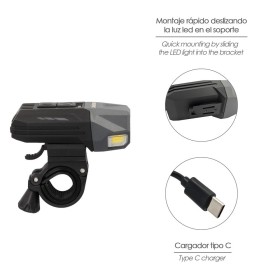 Luz Led Frontal Para Bicicleta / Patinete 800 Lúmenes (7 Modos) Batería Recargable USB