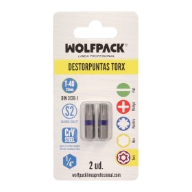 Puntas Destornillador Torx 40 Inviolable (2 Piezas). Acero S2 al Cromo Vanadio. Puntas Hexagonales, Destorpuntas,