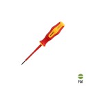Destornillador Plano Aislado Certificado VDE 1.000 V. Medida 0,4 x Diámetro 2,5 x 75 mm. Destornillador Seguridad Electricista