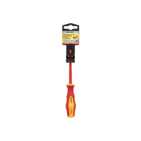 Destornillador Plano Aislado Certificado VDE 1.000 V. Medida 0,6x Diámetro 3,0 x 100 mm. Destornillador Seguridad Electricista