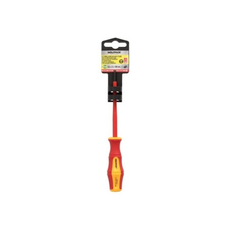 Destornillador Plano Aislado Certificado VDE 1.000 V. Medida 0,6x Diámetro 3,0 x 100 mm. Destornillador Seguridad Electricista