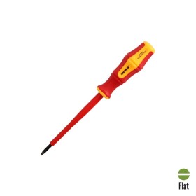 Destornillador Plano Aislado Certificado VDE 1.000 V. Medida 0,8 x Diámetro 4,0 x 100 mm. Destornillador Seguridad Electricista