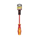 Destornillador Plano Aislado Certificado VDE 1.000 V. Medida 1,0 x Diámetro 5,5 x 125 mm. Destornillador Seguridad Electricista