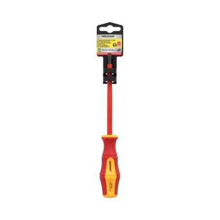 Destornillador Plano Aislado Certificado VDE 1.000 V. Medida 1,0 x Diámetro 5,5 x 125 mm. Destornillador Seguridad Electricista