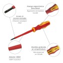 Destornillador Plano Aislado Certificado VDE 1.000 V. Medida 1,6x Diámetro 8,0 x 175 mm. Destornillador Seguridad Electricista