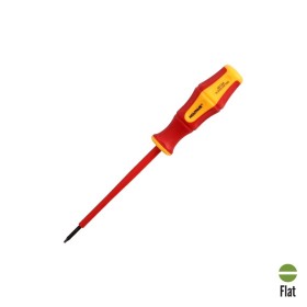 Destornillador Plano Aislado Certificado VDE 1.000 V. Medida 0.5 x Diámetro 3.0 x 100 mm. Destornillador Seguridad Electricista