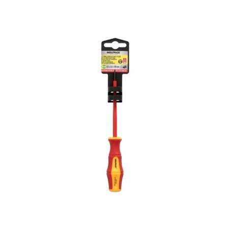 Destornillador Plano Aislado Certificado VDE 1.000 V. Medida 0.5 x Diámetro 3.0 x 100 mm. Destornillador Seguridad Electricista
