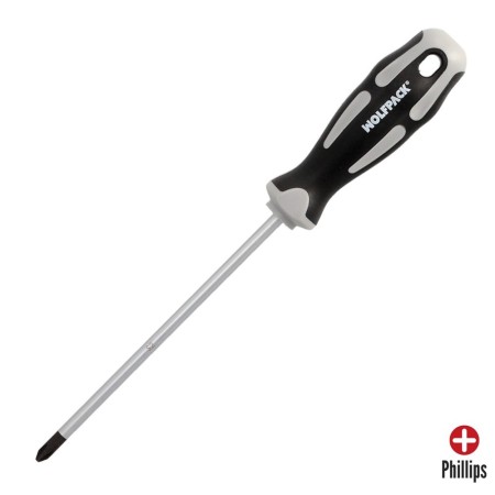 Destornillador Phillips Acero S2 Mango TPR Bimaterial. Medida PH 2 x Diámetro 6,0 x 150 mm. DIN5262.