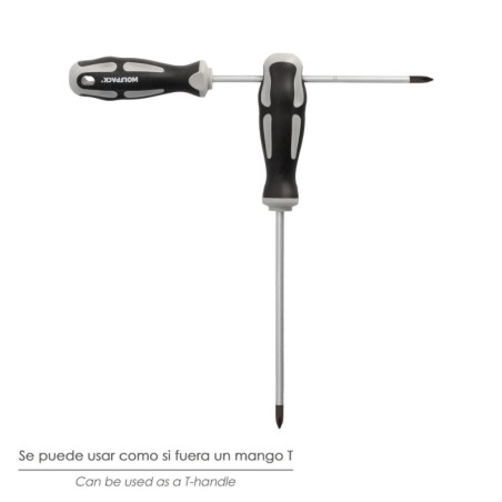 Destornillador Phillips Acero S2 Mango TPR Bimaterial. Medida PH 2 x Diámetro 6,0 x 150 mm. DIN5262.