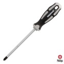 Destornillador Phillips Acero S2 Mango TPR Bimaterial. Medida PH 3 x Diámetro 8,0 x 150 mm. DIN5262.