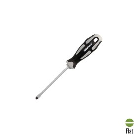 Destornillador Plano Estampado Acero S2 Mango TPR Bimaterial. Medida 1,0 x Diámetro 5,5 x 100 mm. DIN5265