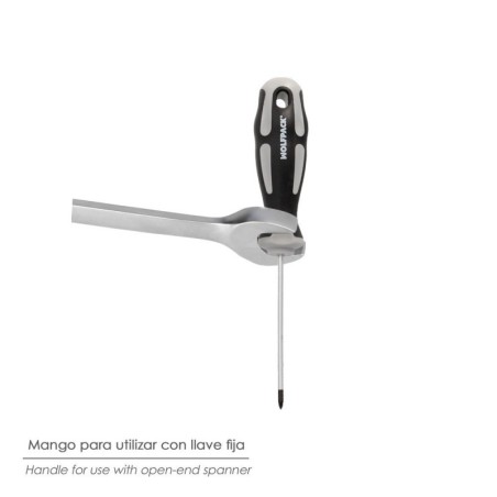 Destornillador Pozidriv Acero S2 Mango TPR Bimaterial. Medida pza. 0 x Diámetro 3,0 x 75 mm. DIN5262.