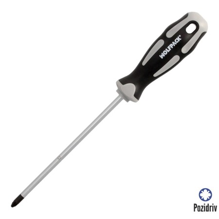 Destornillador Pozidriv Acero S2 Mango TPR Bimaterial. Medida pza. 2 x Diámetro 6 x 150 mm. DIN5262.