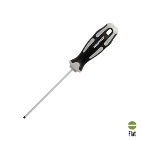 Destornillador Plano Vaciado Acero S2 Mango TPR Bimaterial. Medida 0,5 x Diámetro 3,0 x 100 mm. DIN5265