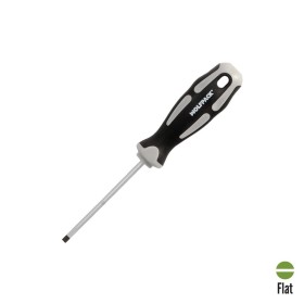 Destornillador Plano Vaciado Acero S2 Mango TPR Bimaterial. Medida 0,8 x Diámetro 4,0 x 75 mm. DIN5265