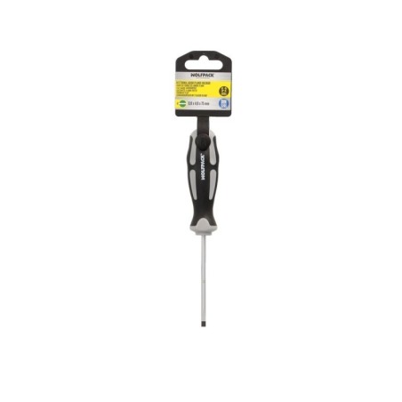 Destornillador Plano Vaciado Acero S2 Mango TPR Bimaterial. Medida 0,8 x Diámetro 4,0 x 75 mm. DIN5265
