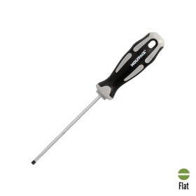 Destornillador Plano Vaciado Acero S2 Mango TPR Bimaterial. Medida 0,8 x Diámetro 4,0 x 100 mm. DIN5265