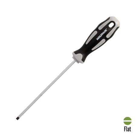 Destornillador Plano Vaciado Acero S2 Mango TPR Bimaterial. Medida 0,8 x Diámetro 4,0 x 125 mm. DIN5265
