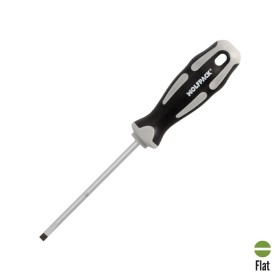 Destornillador Plano Vaciado Acero S2 Mango TPR Bimaterial. Medida 1,0 x Diámetro 5,0 x 100 mm. DIN5265