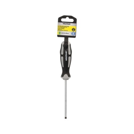 Destornillador Plano Vaciado Acero S2 Mango TPR Bimaterial. Medida 1,0 x Diámetro 5,0 x 100 mm. DIN5265