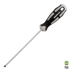 Destornillador Plano Vaciado Acero S2 Mango TPR Bimaterial. Medida 1,0 x Diámetro 5,0 x 150 mm. DIN5265