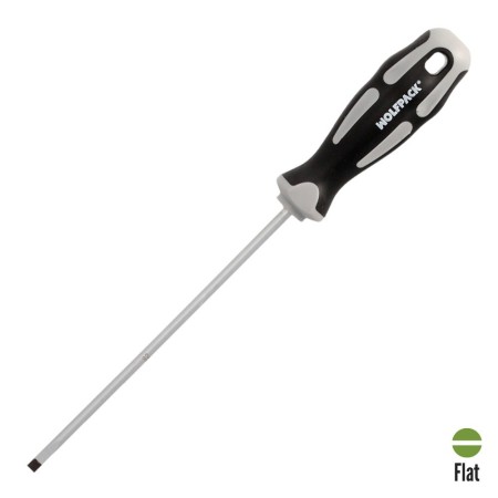 Destornillador Plano Vaciado Acero S2 Mango TPR Bimaterial. Medida 1,0 x Diámetro 5,0 x 150 mm. DIN5265