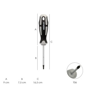 Destornillador Torx Acero S2 Mango TPR Bimaterial. Medida T06 x Diámetro 3,0 x 75 mm.