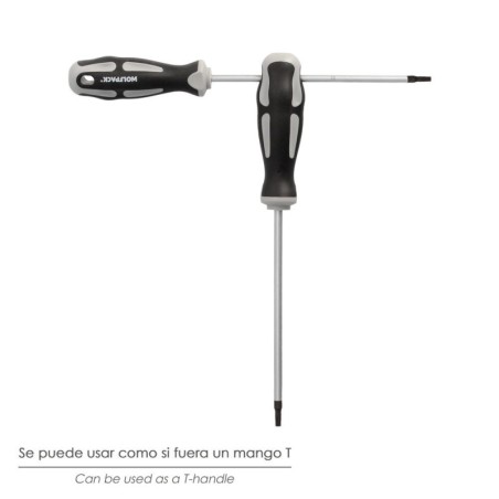 Destornillador Torx Inviolable Acero S2 Mango TPR Bimaterial. Medida T08 x Diámetro 3,0 x 75 mm.