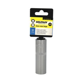 Llave Vaso 1/2" Hexagonal Larga 17 mm. Perfil de 6 caras. Acero Cromo Vanadio, Aristas Redondas
