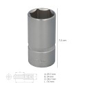 Llave Vaso 1/2" Hexagonal Larga 30 mm. Perfil de 6 caras. Acero Cromo Vanadio, Aristas Redondas