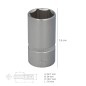 Llave Vaso 1/2" Hexagonal Larga 30 mm. Perfil de 6 caras. Acero Cromo Vanadio, Aristas Redondas Llave Vaso 1/2" Hexagonal Larga 30 mm. Perfil de 6 caras. Acero Cromo Vanadio, Aristas Redondas