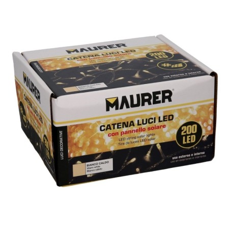 Luces Navidad Solar 200 Leds Luz Cálida. Batería Recargable Uso en Exteriores / Interiores Ip44