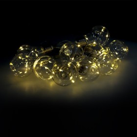 Guirnalda Solar 10 Bombillas / 50 Micro Leds Luz Cálida. Batería Recargable Uso en Exteriores / Interiores Ip44