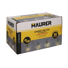 Guirnalda Solar 10 Bombillas / 50 Micro Leds Luz Cálida. Batería Recargable Uso en Exteriores / Interiores Ip44