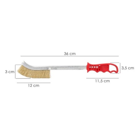 Cepillo Manual Acero Latonado Mango Rojo 34 cm.