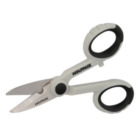 Tijeras Electricista 140 mm. Mango TPR No tensión. Hojas Acero Inoxidable, Ergonómicas, Tijeras Cortar Cable, Pelacables