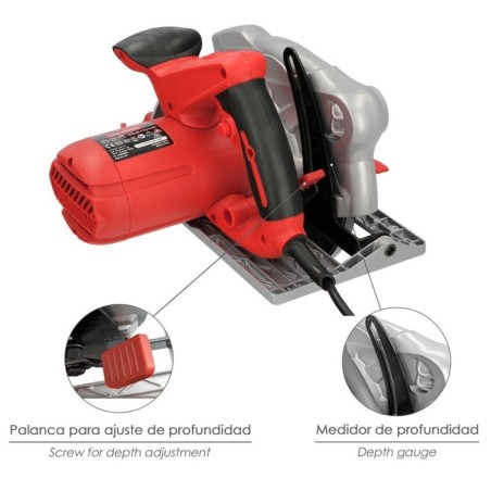 Sierra Circular 1500 Watt. Con Laser Disco 185 mm. 4.700 RPM Corte Inglete Regulador de Profundidad. Ingletadora, Sierra Madera