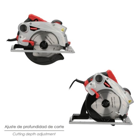 Sierra Circular 1500 Watt. Con Laser Disco 185 mm. 4.700 RPM Corte Inglete Regulador de Profundidad. Ingletadora, Sierra Madera