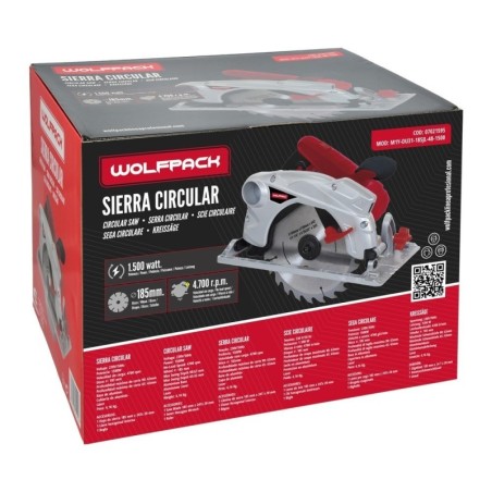 Sierra Circular 1500 Watt. Con Laser Disco 185 mm. 4.700 RPM Corte Inglete Regulador de Profundidad. Ingletadora, Sierra Madera