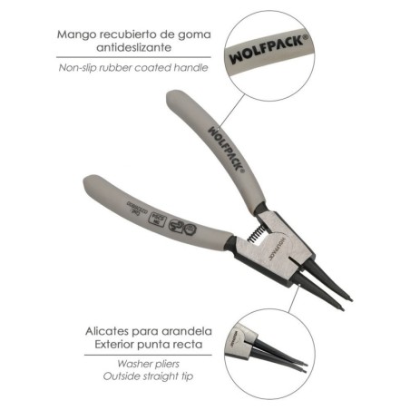 Alicates Arandelas Exteriores Recto 125 mm. acero Din 5254. Anillos De Presión, Anillos De Retención, Arandelas Circlips