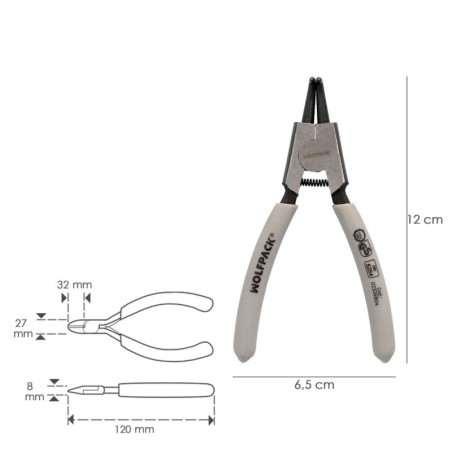 Alicates Arandelas Exteriores Curvo 125 mm. Acero Din 5254. Anillos De Presión, Anillos De Retención, Arandelas Circlips