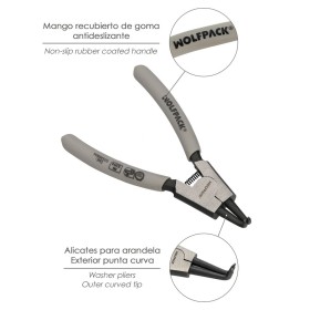 Alicates Arandelas Exteriores Curvo 125 mm. Acero Din 5254. Anillos De Presión, Anillos De Retención, Arandelas Circlips