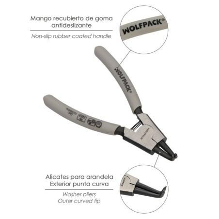 Alicates Arandelas Exteriores Curvo 125 mm. Acero Din 5254. Anillos De Presión, Anillos De Retención, Arandelas Circlips