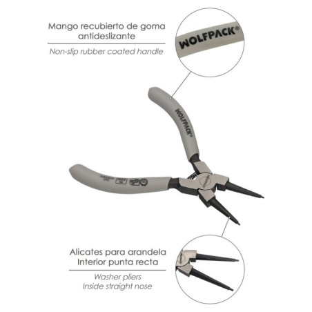 Alicates Arandelas Interiores Recto 125 mm. Acero Din 5256. Anillos De Presión, Anillos De Retención, Arandelas Circlips