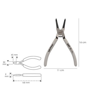 Alicates Arandelas Interiores Curvo 175 mm. Acero Din 5256. Anillos De Presión, Anillos De Retención, Arandelas Circlips